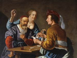Kaartspelers in een interieur, 1656